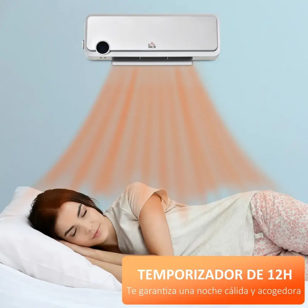 Calefactor de pared Homcom 2000W 3 modos con pantalla LED blanco con Ruedas Incluidas