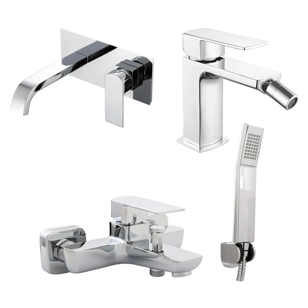 Colgador de Toallas Composizione di miscelatori per lavabo incasso, bidet e vasca Fire ottone cromato