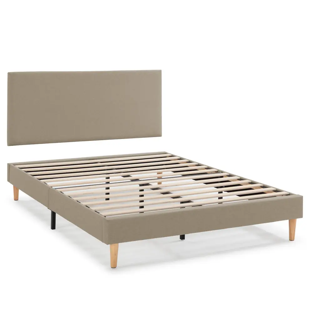 Base tapizada + cabecero aura 140x190 cm marfil