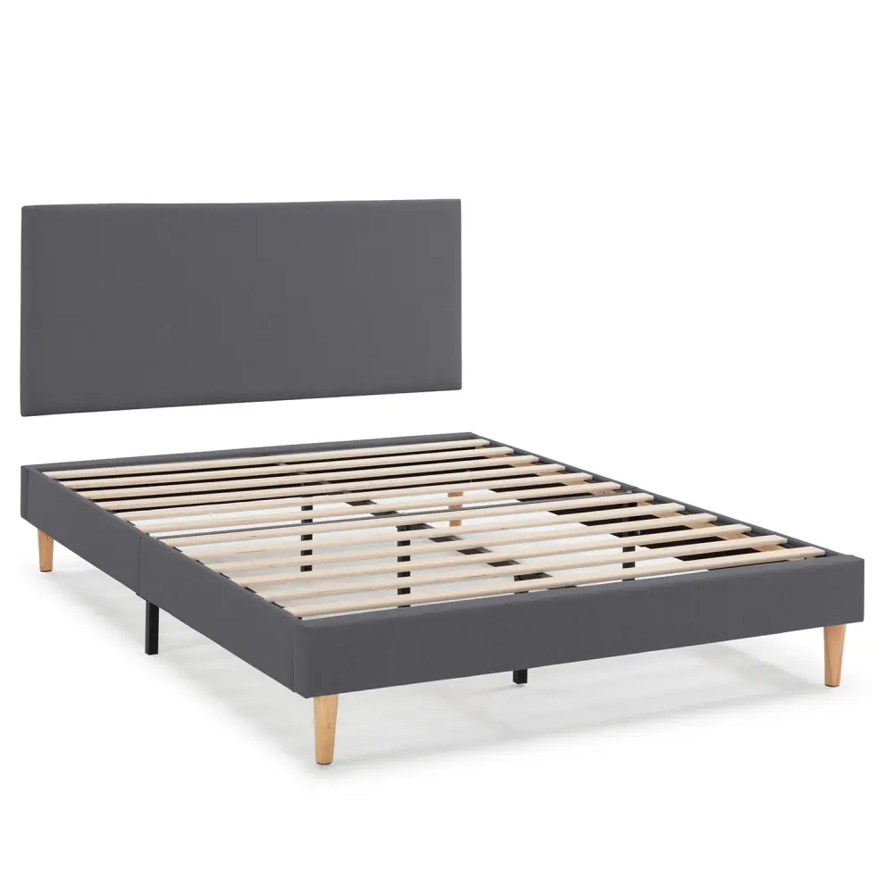 Base tapizada + cabecero aura 140x200 cm gris turbio con Barra Colgante