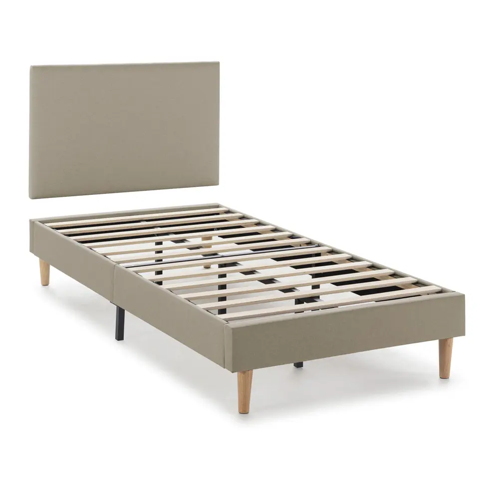 Base tapizada + cabecero aura 90x190 cm marfil