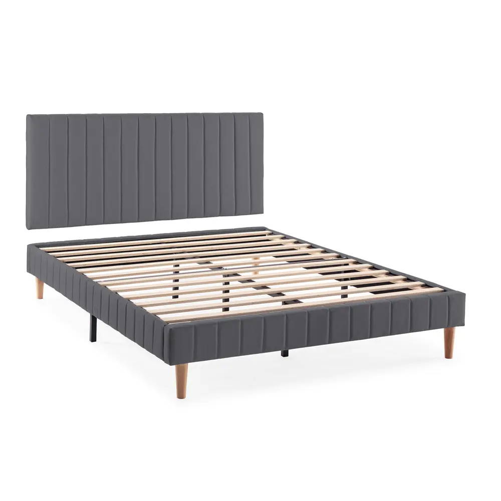 Certificado Ecológico Base tapizada + cabecero eris 160x200 cm gris tenebroso