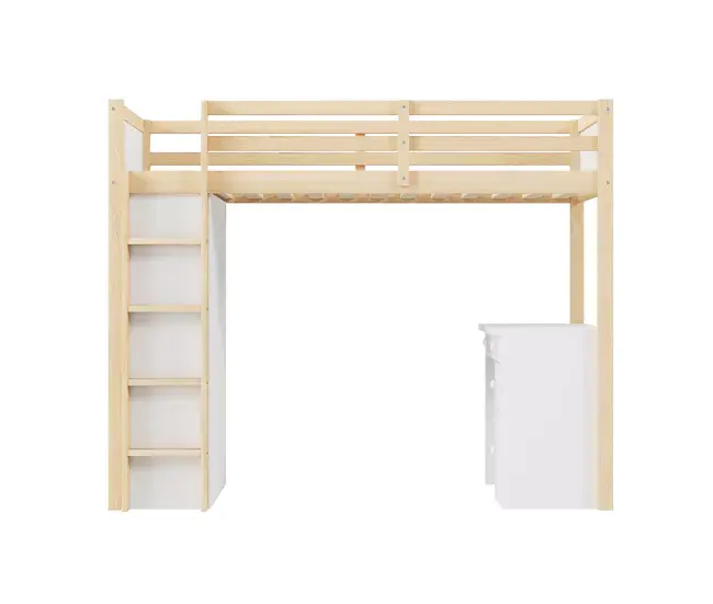 Armario Bajo Cama entrepiso 90x200 cm - con mueble de almacenaje y escritorio - madera maciza - Puro
