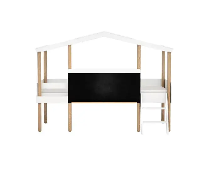 Cama cabañ con pizarra MDF blanco 90x200cm Certificado EN71