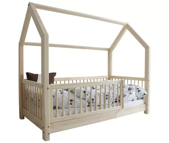 Cama Nido Cama 90x190 con barandilla y somier patas de 5 cm Florie Madera