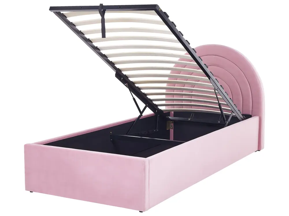 Estanterí Segura Cama infantil con almacenaje terciopelo anet 90 x 200 cm rosa