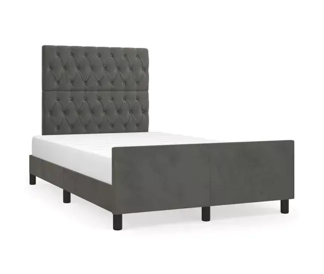 Estructura cama con cabecero terciopelo gris opaco 120x200 cm Diseño de botones