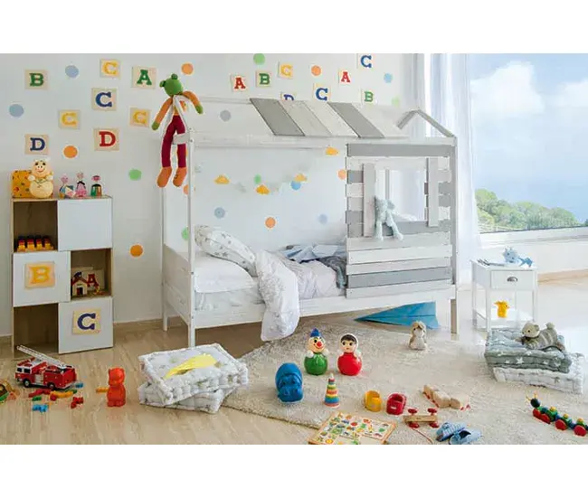 Mesa de Actividades Cama 90 x 190cm modelo CABANA blanca/gris
