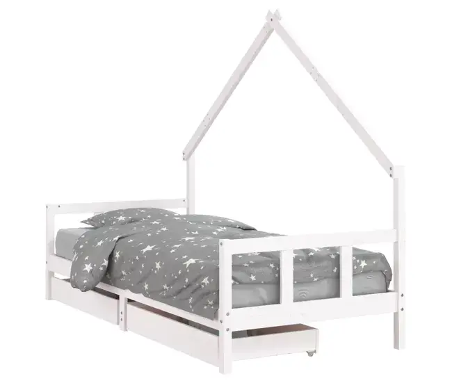 vidaXL Estructura de cama niños con cajones madera pino negro 90x200cm | Antivuelco |