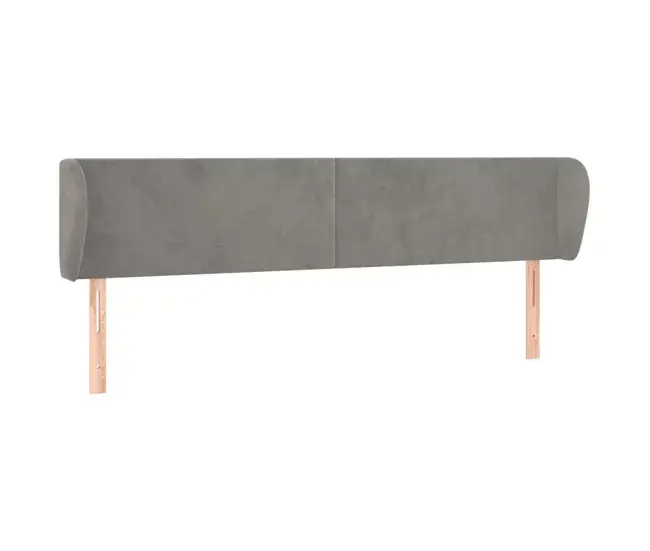 Cabecero de terciopelo gris definido 183x23x78/88 cm