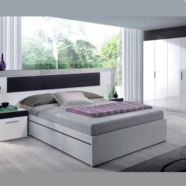 Cama Bed 150 4 cajones blanco brillo