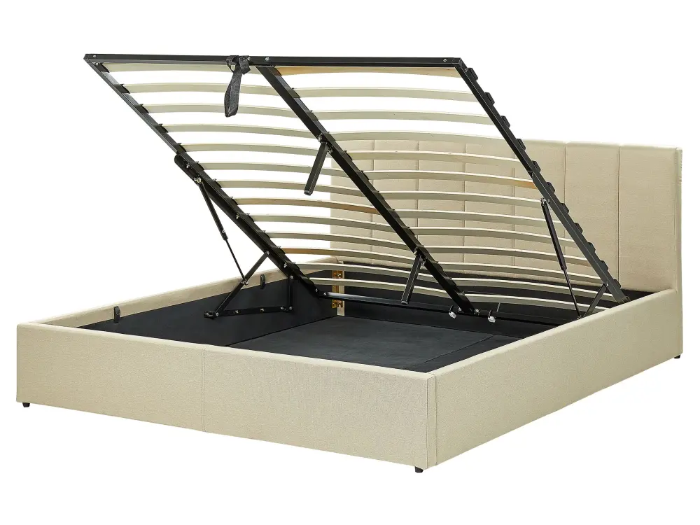 Cama con almacenaje tela dreux 160 x 200 cm marfil