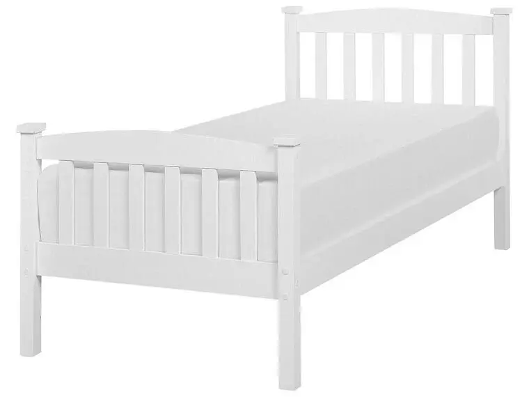 Cama con somier de madera de pino blanca 90