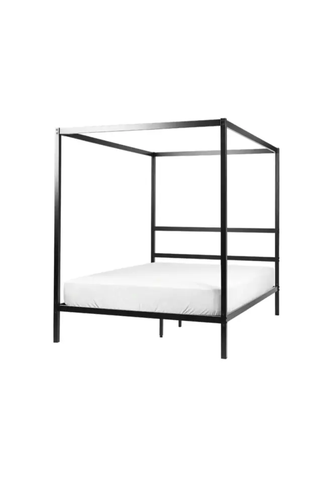 Cama con somier de metálico negro 140/200
