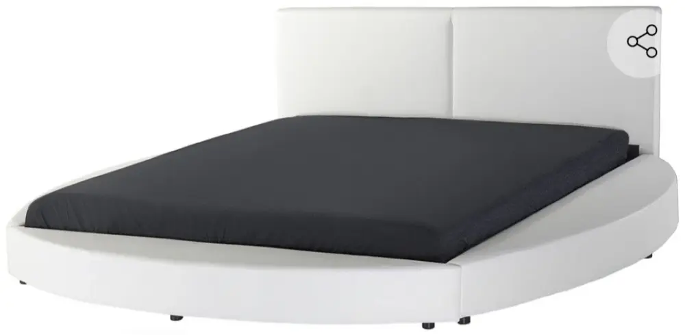 Cama con somier de piel sintética blanca .180/200