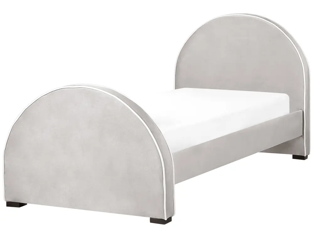 Cama con somier de terciopelo gris 90 x 200 cm nozay