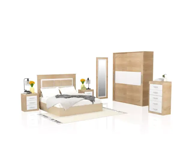 Dormitorio Kira 5C Plus Cambria - Blanco 180 x 208 x 55 cm