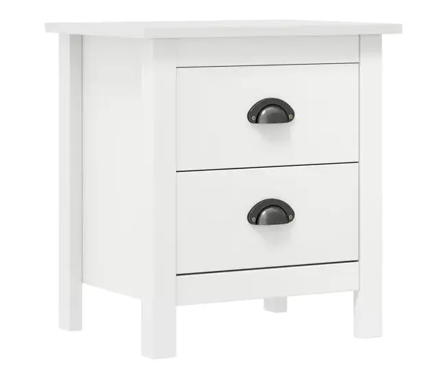 vidaXL Mesita de noche Hill madera maciza de pino blanco 46x35x49,5 cm
