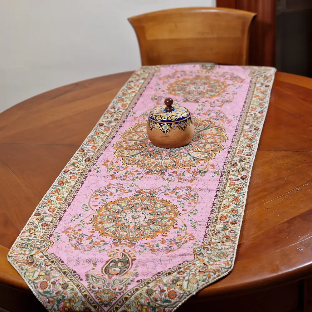 Juego Completo de Lujoso camino de mesa de "termeh" con diseño Afshar realizado en viscosa y poliéster, un regalo exclus...