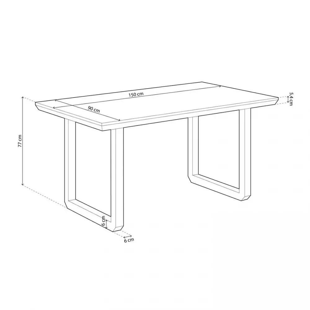 Mesa de comedor Roma diseño nórdico 77x150x90 cm Algodón 100%