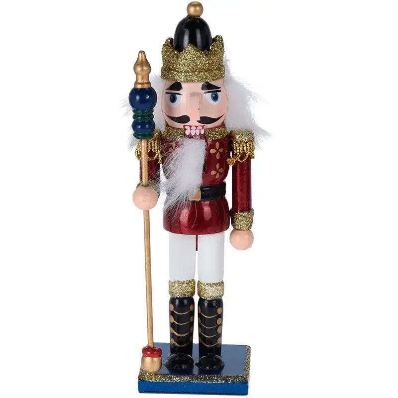 Decoración Premium Cascanueces decorativo navideño de madera rojo/blanco 18 cm