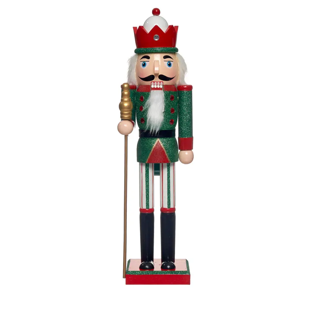 Figura Cascanueces madera 36cm en Rojo y Dorado
