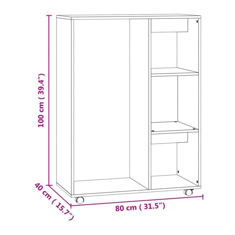 Armario Cavolo diseño sin puertas con ruedas 110x80x40 cm