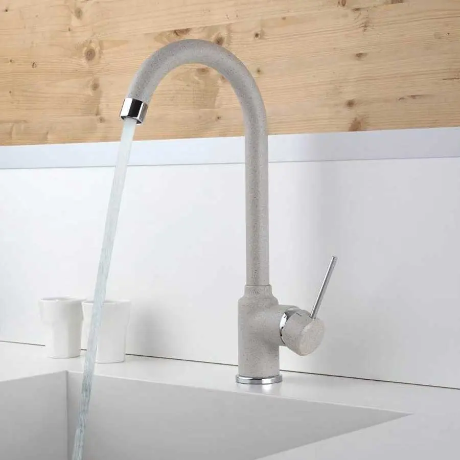 Rubinetti miscelatore per lavello cucina canna tonda finitura Avena Modello Korea di Argo Rubinetterie