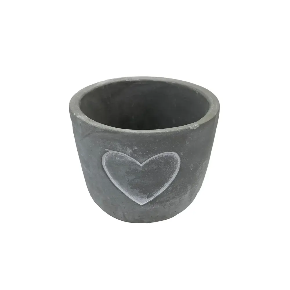 Estatuilla Decorativa Abstracta Macetero de Cemento con Diseño de Corazón
