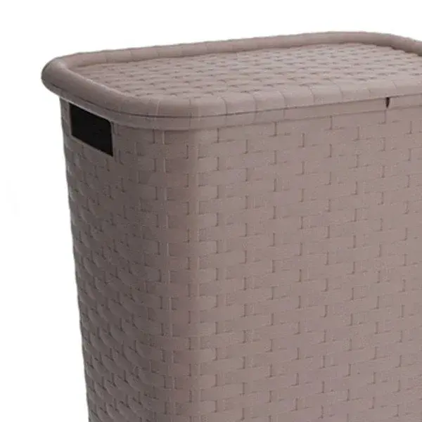 Cesto para ropa sucia con tapa abatible 59 x 43 cm marrón
