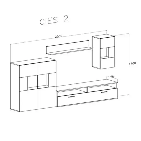 Composición de salón Cies Boom LED cambria/blanco 250 cm 220 x 95 cm
