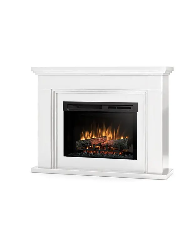 Chimenea eléctrica independiente con calefacción - 26' - blanco brillo