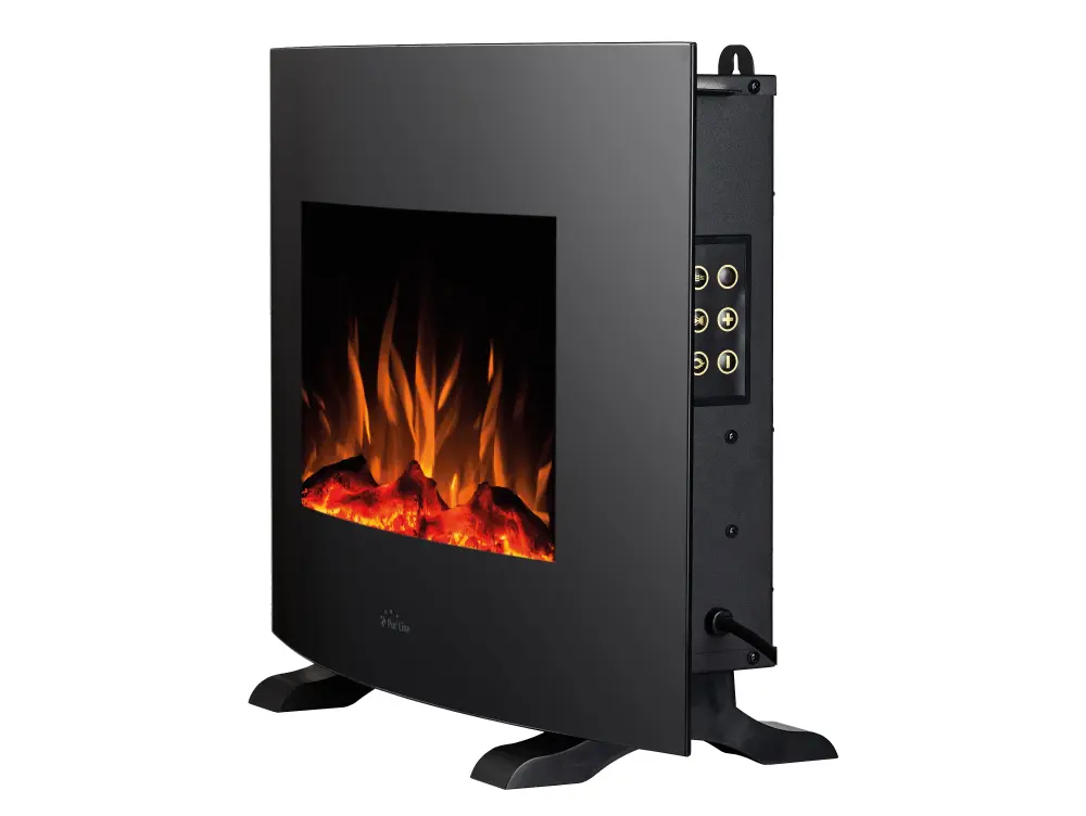 Chimenea Eléctrica de suelo - Purline CHE-320 | 2000W | Bajo Consumo | Cristal Templado Negro | Patas Incluidas