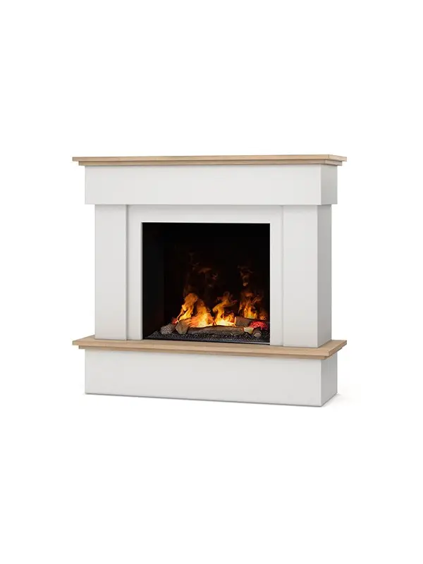 Tormes - chimenea eléctrica de suelo sin calefacción blanco /roble evidente