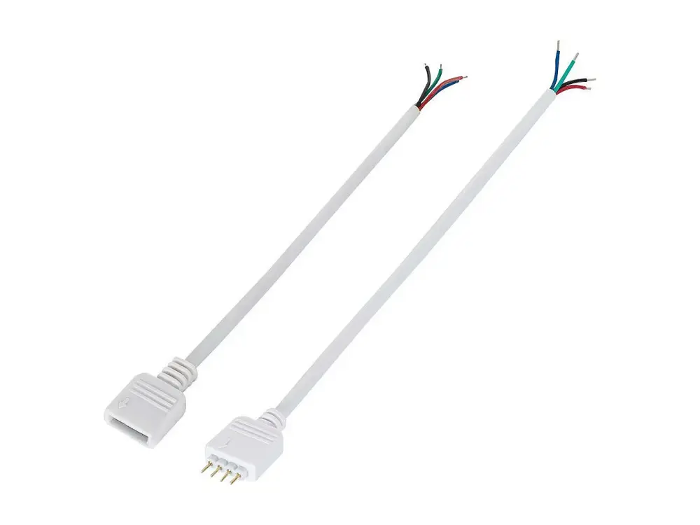 Pareja Conectores Hembra/Macho Controlador Tira LED 12/24V RGB Blanco