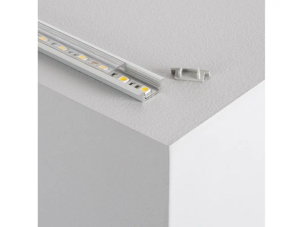 Perfil de Aluminio Empotrable con Tapa Continua para Tiras LED de hasta 12 mm 4m