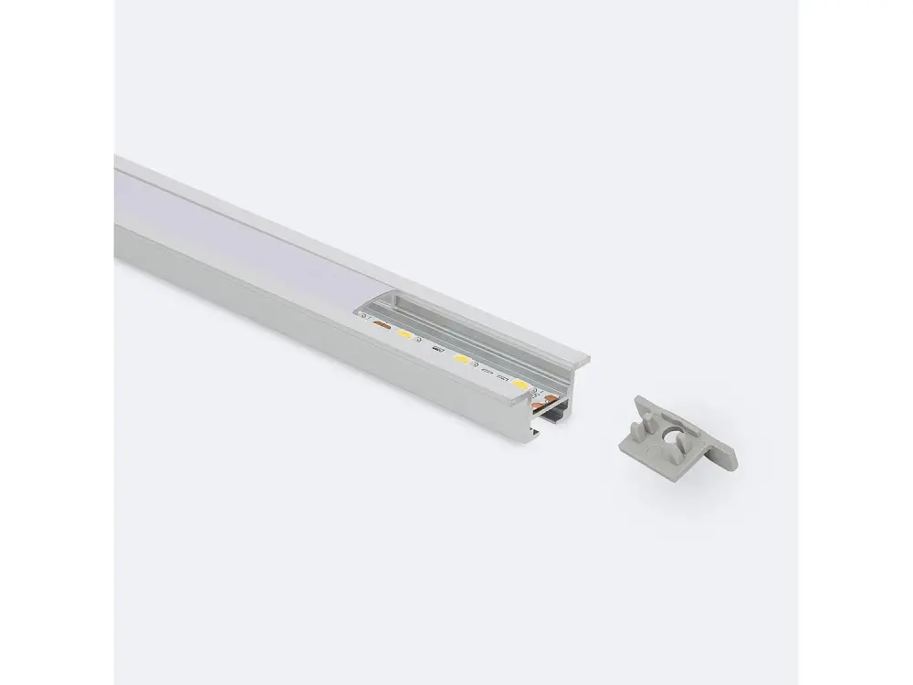 Perfil de Aluminio Empotrable para Techo con Clips para Tiras LED hasta 12 mm 2m