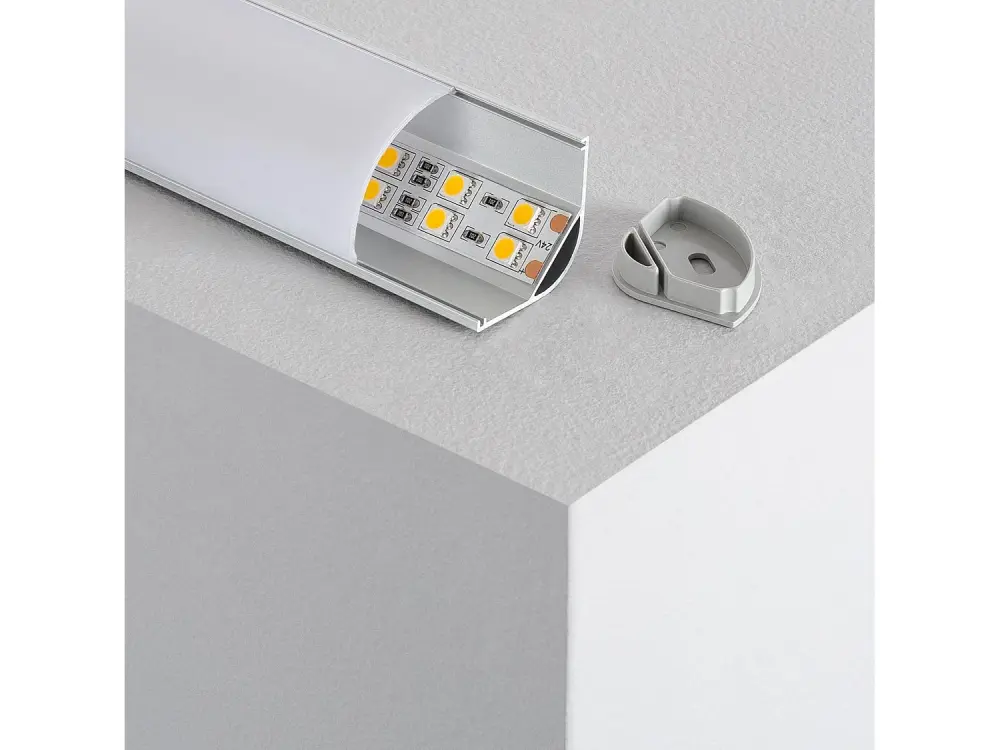 Perfil de Aluminio Esquina con Tapa Circular Continua para Tira LED hasta 20 mm 4m