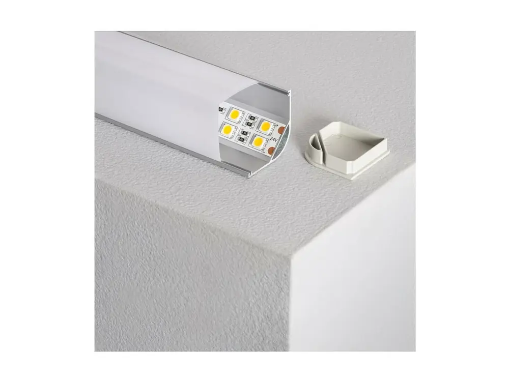 Perfil de Aluminio Esquina con Tapa Circular Continua para Tira LED hasta 20 mm 6 m