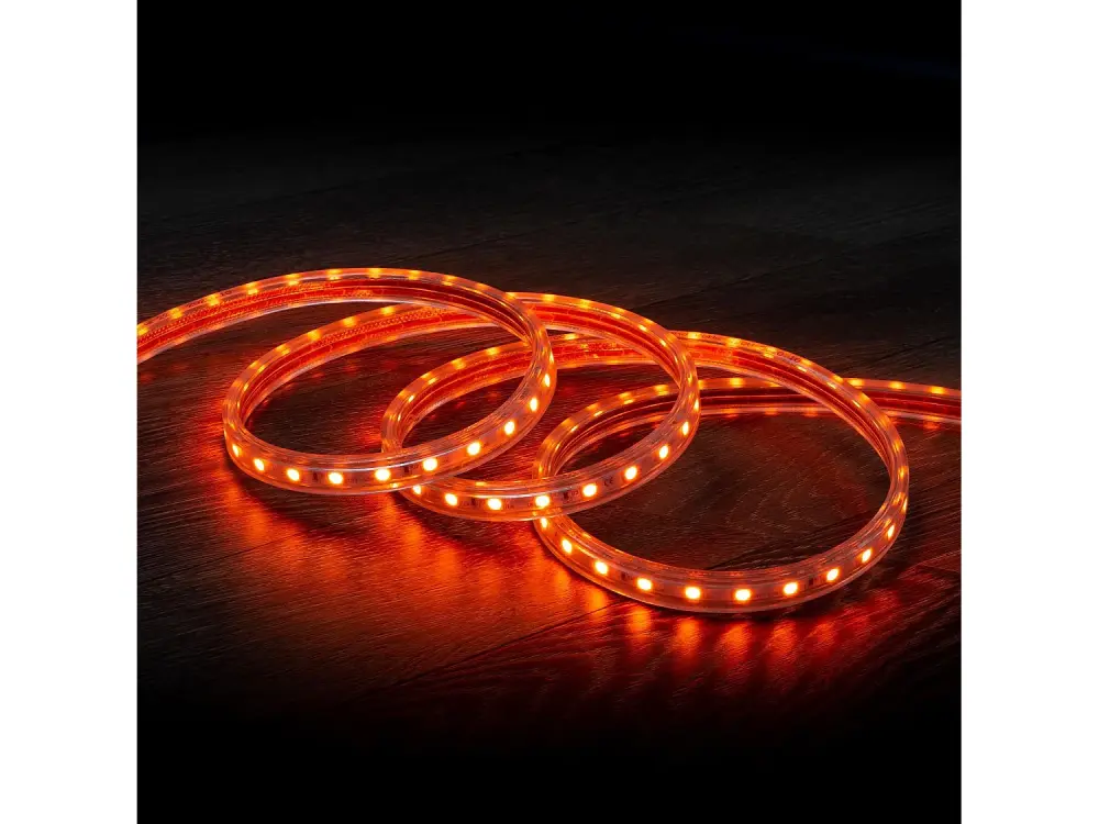 Tira LED 220V AC 60 LED/m Naranja IP65 Medida Ancho 14mm Corte cada 100 cm