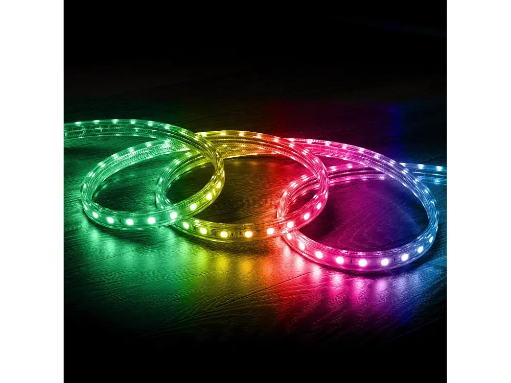 Tira LED RGB 220V AC 60 LED/m IP65 Medida Ancho 16mm Corte cada 100 cm