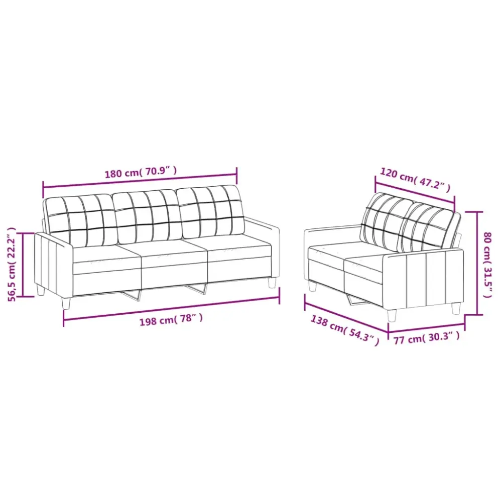 Algodón Egipcio 100% Conjunto de sofás Poly sofá tres veces + sofá doble con cojines