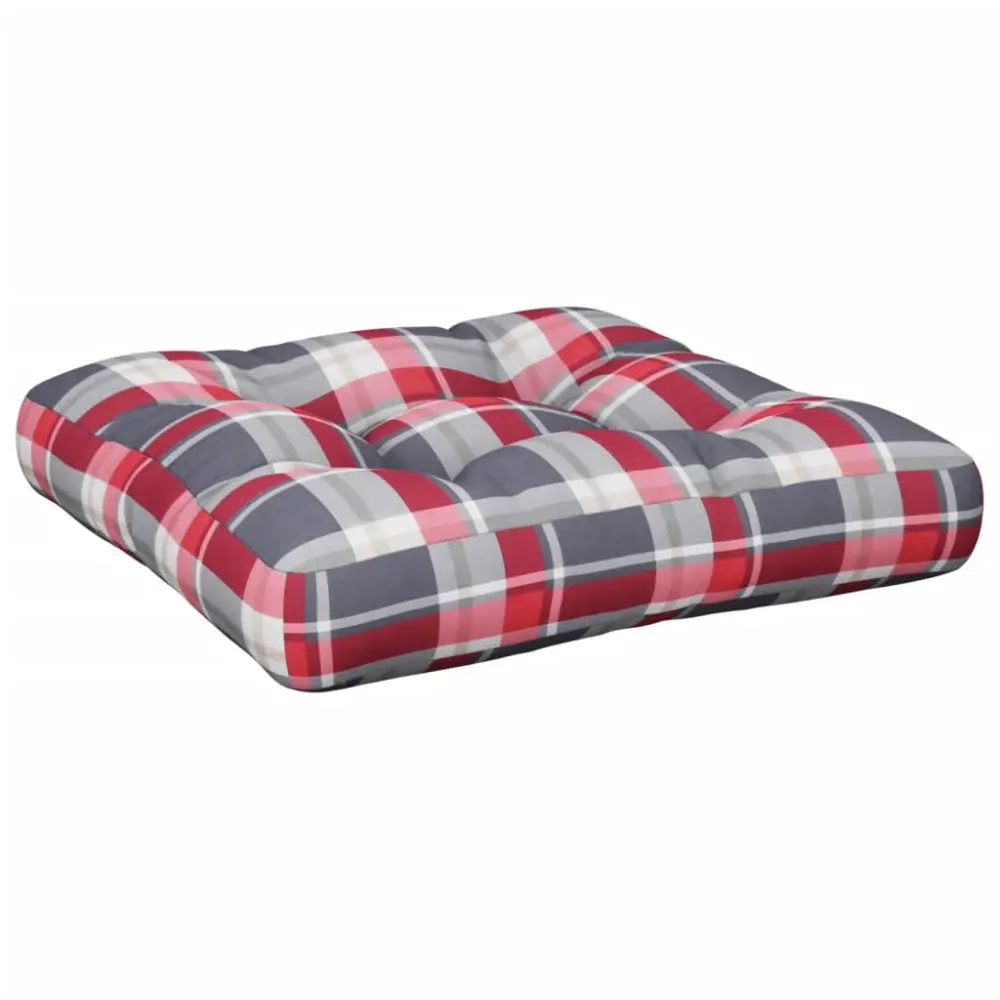 vidaXL cojín para sofá sofá de palets tela cuadros rojo 50x50x12 cm con Relleno de Plumas
