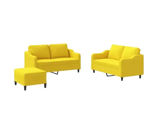 vidaXL Juego de sofás con cojines 3 piezas tela amarillo preciso