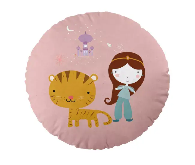 COJIN REDONDO CON RELLENO MIL UNA NOCHEA 40 CM DIAMETRO para Cama Infantil