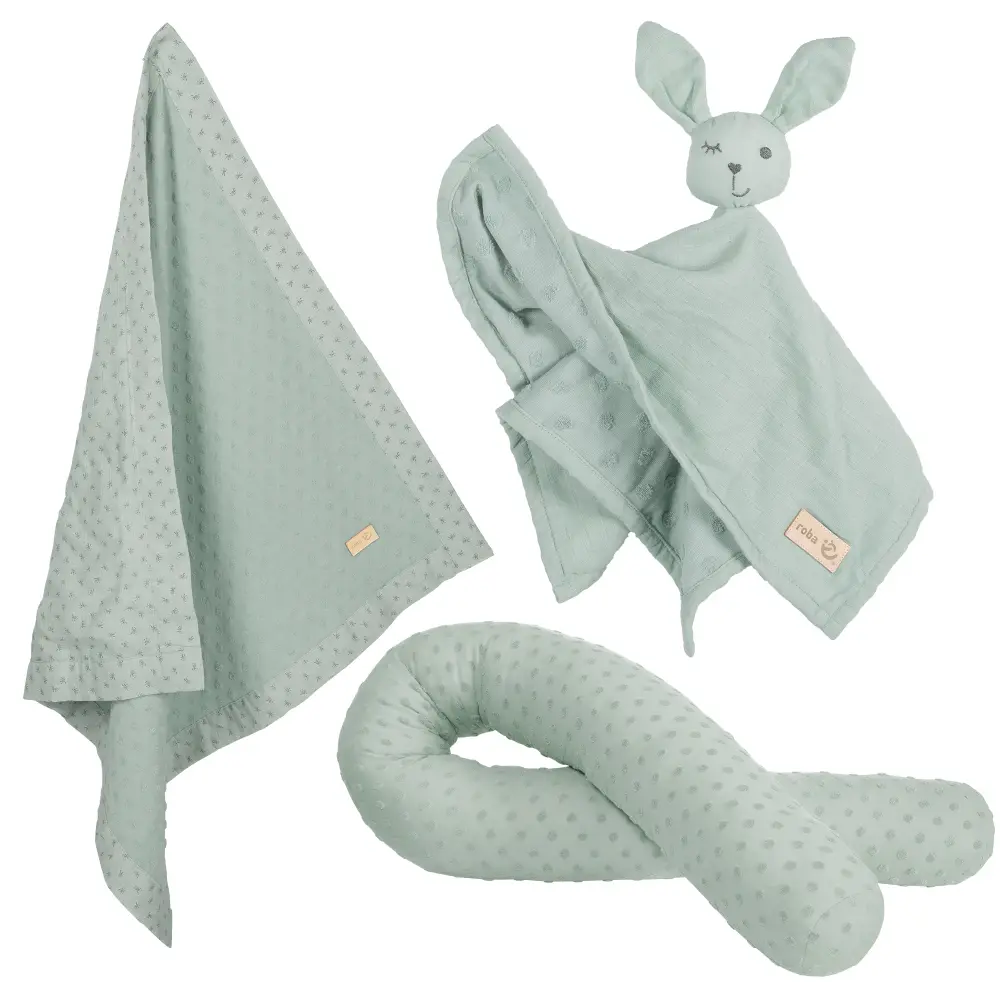 Set de regalo orgánico 'Lil Planet' verde helado, cojín de cuna biológico, manta y manta de apego para Cama Infantil
