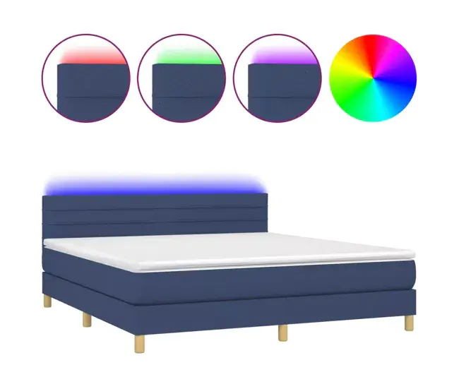 Cama box spring con colchón y LED tela gris negro 160x200 cm Rayas horizontales
