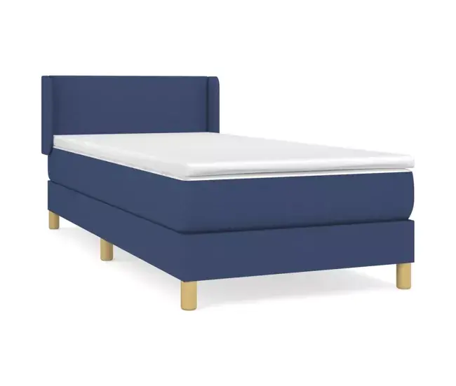 Cama box spring con colchón tela color crema 90x200 cm Diseño plano con Bomba Eléctrica Incluida
