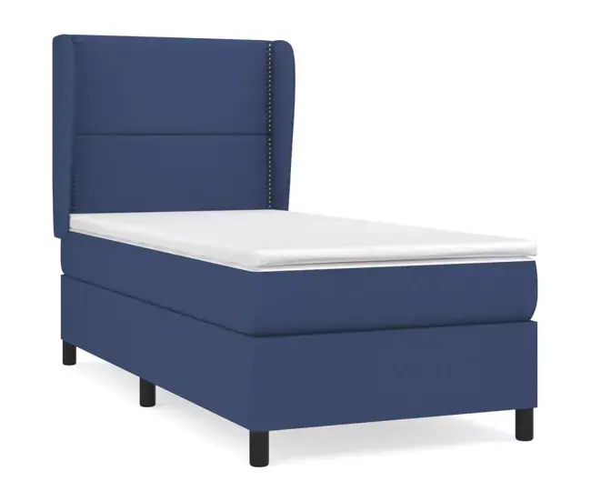 Cama box spring con colchón tela gris definido 100x200 cm Liso con clavos con Funda Lavable