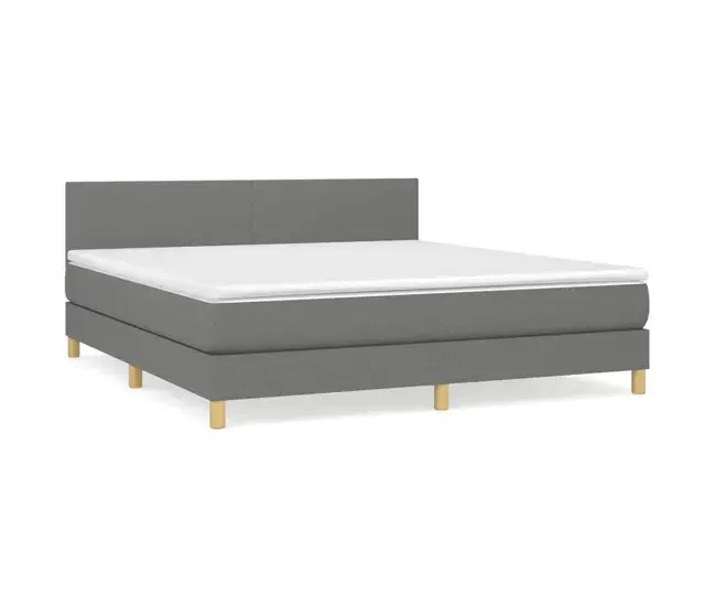Cama box spring con colchón tela negro 160x200 cm Diseño plano para Invitados